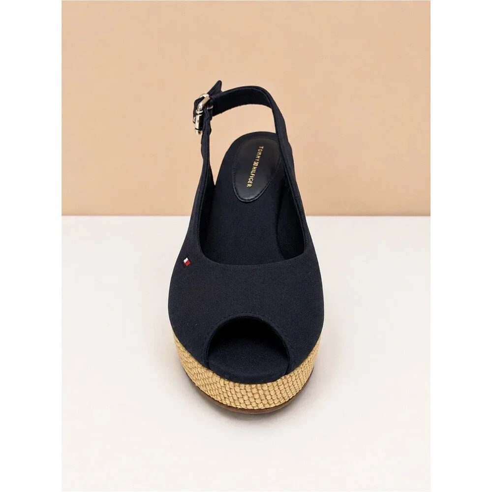 Tommy Hilfiger Blue Espadrilles Wedge  Elba Sling Back Wedge Heel size 6.5